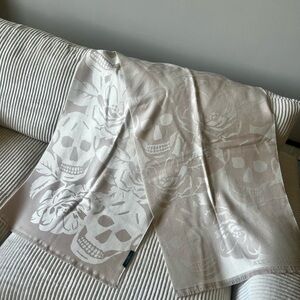 Alexander McQueen Pink Creme Wool Skull Scarf